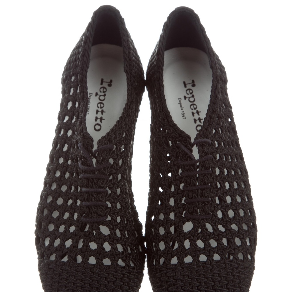 Repetto Black Crochet Lace-Up Flat - Picture 3 of 12